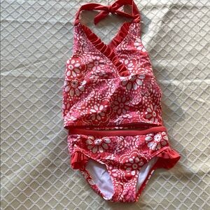 Gymboree coral and White Floral Bikini